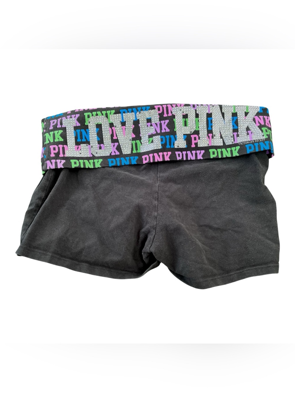 Y2K Victoria’s Secret PINK Logo Diamond Fold Over Yoga Shorts Size M